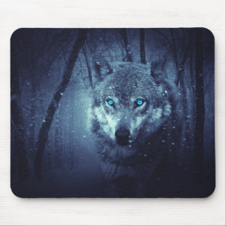 Tapis De Souris Loup d'yeux bleus