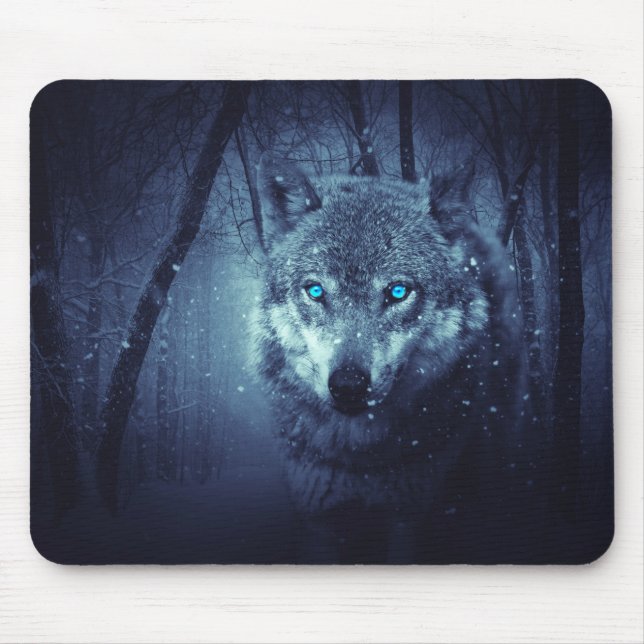 Tapis De Souris Loup d'yeux bleus (Devant)