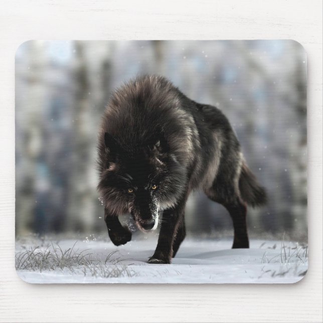 Tapis De Souris Loup noir en colère (Devant)
