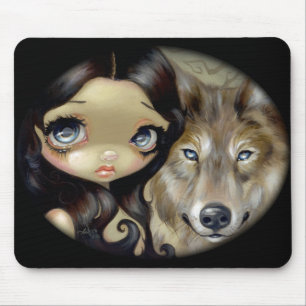 Tapis De Souris "Loup observé par argent" Mousepad