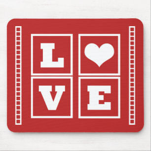 Tapis De Souris Love Blocks Mousepad, Rouge foncé
