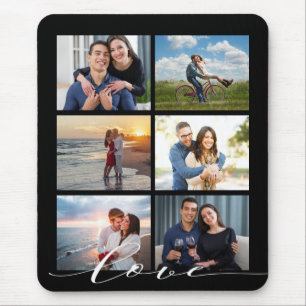Tapis De Souris Love Calligraphy Photo de collage moderne