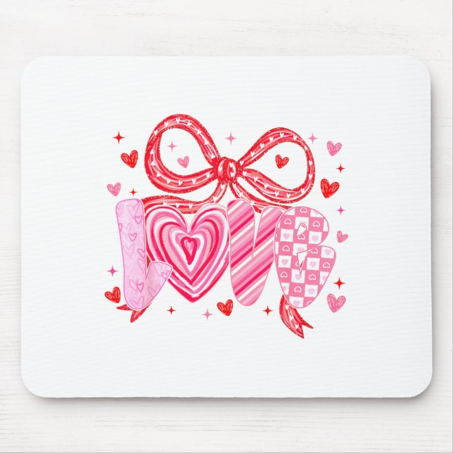 Tapis De Souris Love Coquette Bow Leopard Hearts Valentine Women G (Devant)