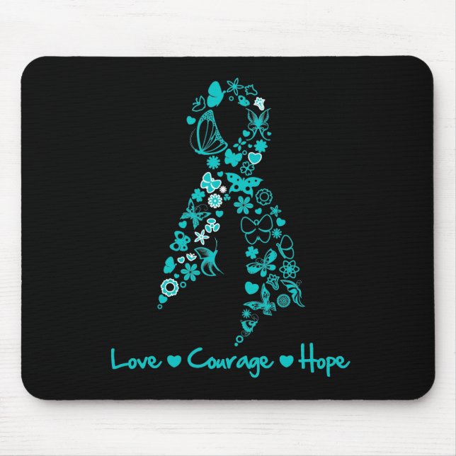 Tapis De Souris Love Courage Hope Papillon - Cancer de l'ovaire (Devant)