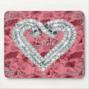 Tapis De Souris Love Diamond Heart Red Souse Pad