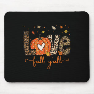 Tapis De Souris Love Fall Y'all Leopard Citrouille Halloween Thank