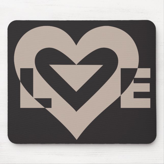 Tapis De Souris Love Grey sur Black (Devant)