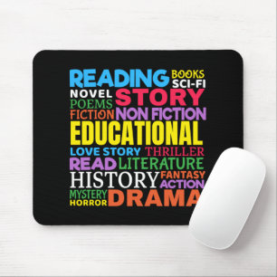 Tapis De Souris Love Reading Books - Genre Word Art