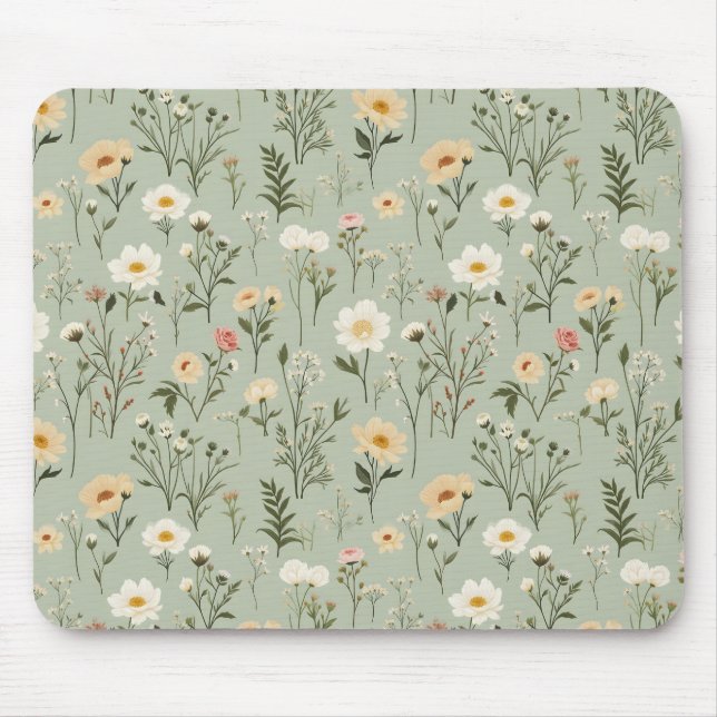 Tapis De Souris Lovely Meadow Flowers on Green (Devant)