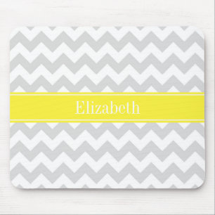 Tapis De Souris Lt Gray Wht Chevron Yellow Monogram
