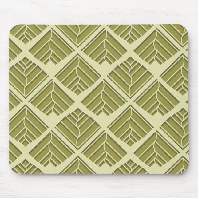 Tapis De Souris Lumière Motif carré feuille or Lime (Devant)