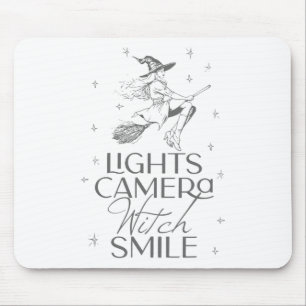 Tapis De Souris Lumières Camera Sorcière sourire Halloween