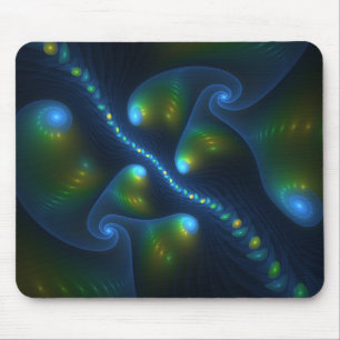 Tapis De Souris Lumières de l'Imaginaire Abstrait Bleu Vert Jaune