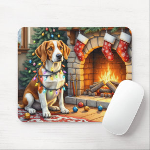 Tapis De Souris Lumières de Noël de Foxhound américain anglais