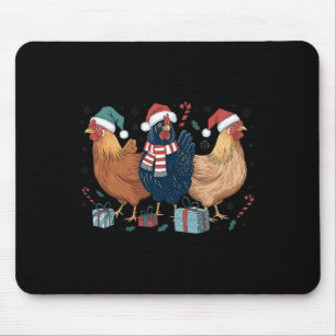 Tapis De Souris Lumières de Noël de poulet drôle ferme animal mign