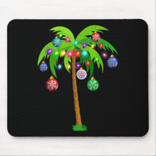 Tapis De Souris Lumières de Noël Palm Tree Fun Hawaii Beach Tropic