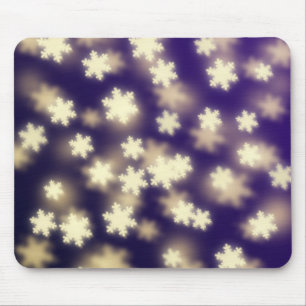 Tapis De Souris Lumières Dreamy Blue Snowflake Bokeh