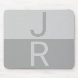Tapis De Souris Lumineuses Gris & Gris Initiales Modernes Monogram