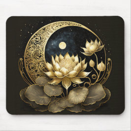 Tapis De Souris Lune céleste et fleur de lotus