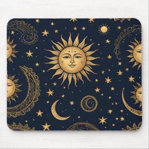 Tapis De Souris Lune céleste mystique et conception solaire