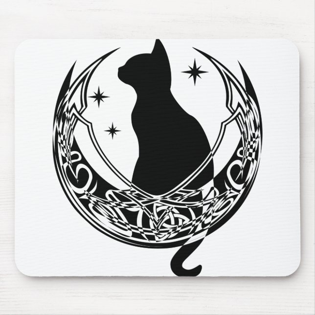 Tapis De Souris Lune celtique | Étoiles de chats de nuit (Devant)