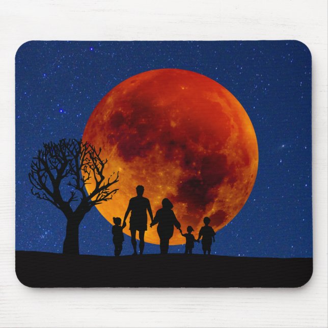 Tapis De Souris Lune de sang Lunaire Famille Eclipse (Devant)