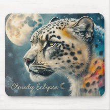 Tapis de souris Lune Léopard des neiges