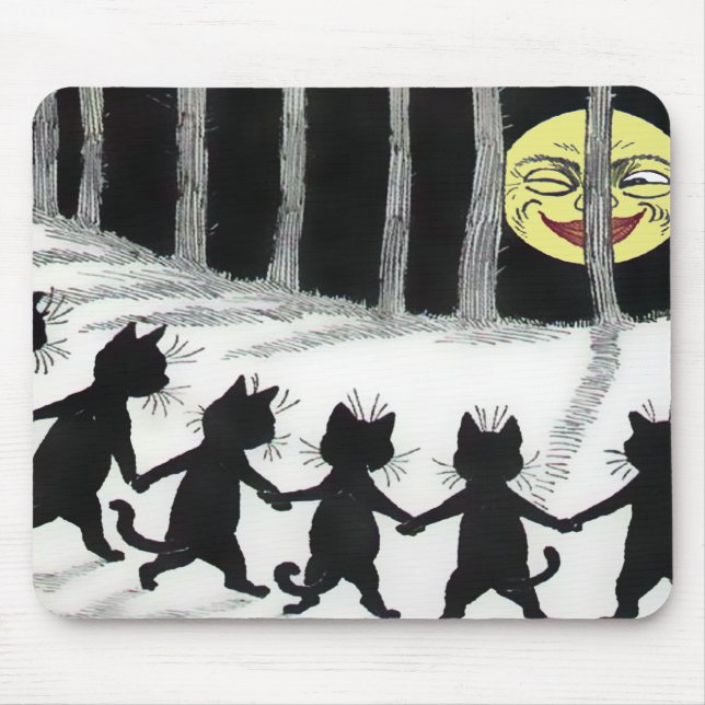 Tapis De Souris Lune Mousepad de chat noir de Louis Wain (Devant)