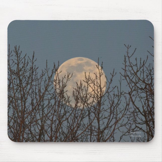 Tapis De Souris Lune se lève au-dessus des arbres (Devant)