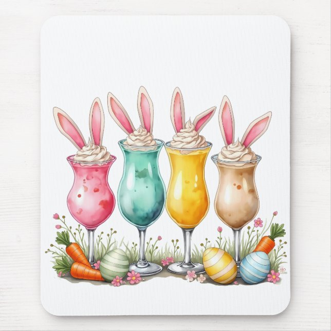 Tapis De Souris Lunettes de latte de Pâques avec des oreilles de l (Devant)