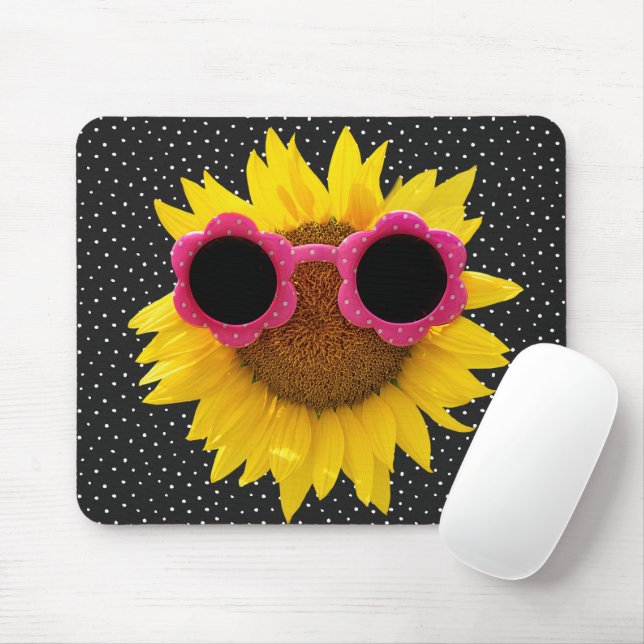 Tapis De Souris Lunettes De Soleil Sur La Souris De Tournesol (Avec souris)