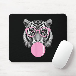 Tapis De Souris Lunettes de Tigre pour Femmes Drôles et Bubble Gum