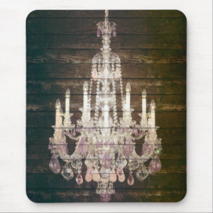 Tapis De Souris Lustre français pourpre en bois de grange rustiqu