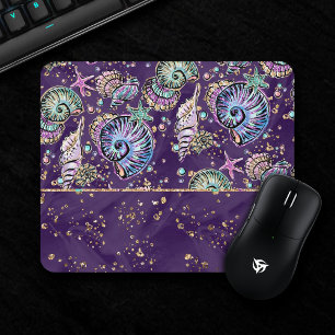 Tapis De Souris Luxe sous-marine violet Dark Pastel Gold Sea Lif