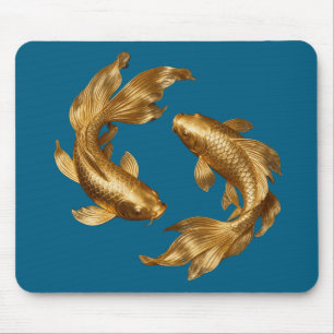 Tapis de souris Luxueux Poisson Koi Doré Feng Shui
