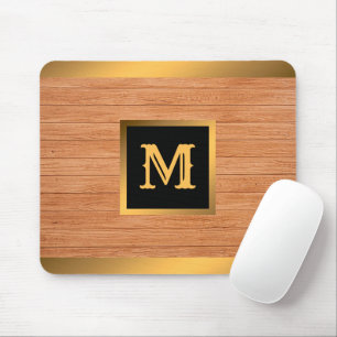Tapis De Souris Luxury Gold Wood Moderne Monogramme