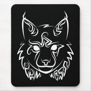 Tapis De Souris Lynx tribale noire et blanche