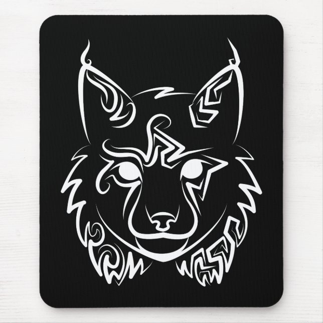 Tapis De Souris Lynx tribale noire et blanche (Devant)