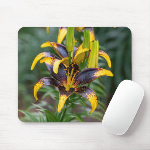 Tapis De Souris Lys asiatique noir, photographie florale sombre