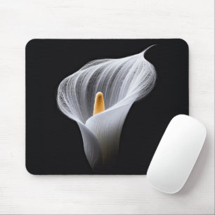 Tapis De Souris Lys Calla Blanc Sur Noir