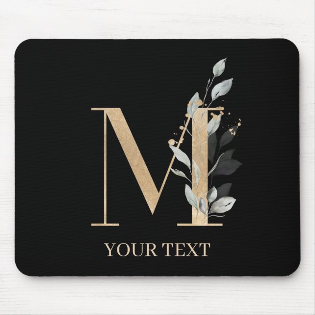 Tapis De Souris M Monogramme Floral Personnalisé (Devant)
