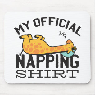Tapis De Souris Ma chemise officielle de sieste - Girafe fainéant 