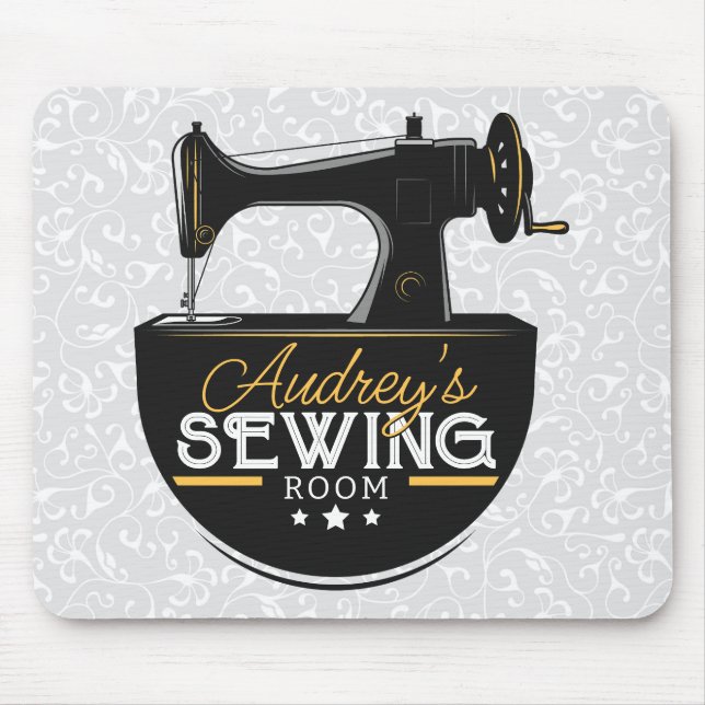 Tapis De Souris Machine à coudre antique AJOUTER LE NOM Seamstress (Devant)