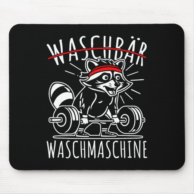 Tapis De Souris Machine à laver Raccoon Raccoon Fitness Bodybuildi (Devant)