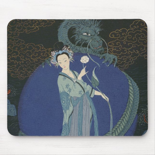 Tapis De Souris Madame avec un dragon (litho de couleur) (Devant)