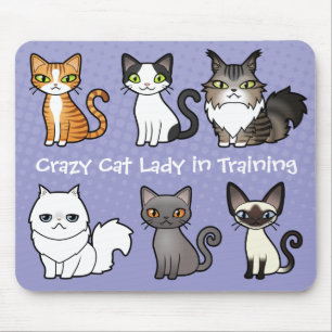 Tapis De Souris Madame folle de chat dans la formation (concevez