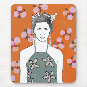 Tapis De Souris Madame rose de fleur - orange