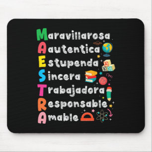 Tapis De Souris Maestra Acronyme Professeur d'espagnol Retour à l'