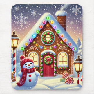Tapis De Souris Magical Gingerbread Wonderland: Festive Snowman an