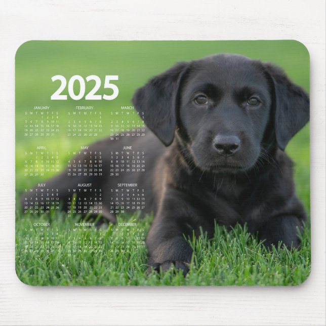 Tapis De Souris Magnifique Black Labrador 2025 Calendrier des chie (Devant)
